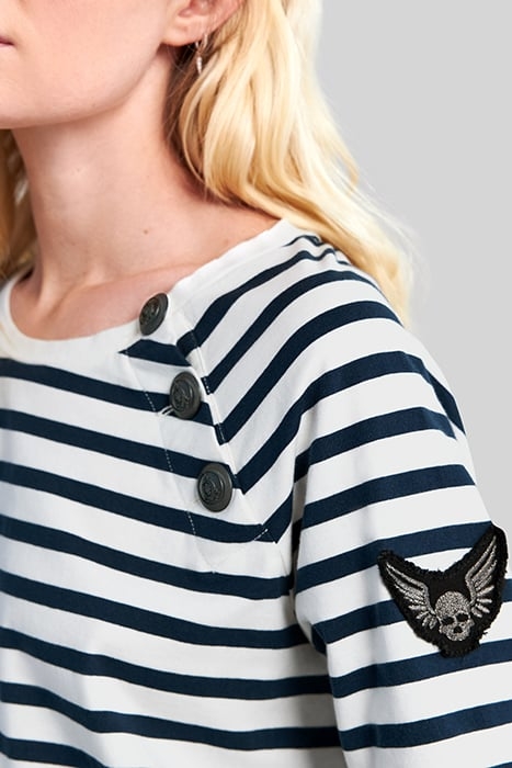 ECRU SAILOR-STRIPE DRESS WITH BADGE ON SLEEVE 5