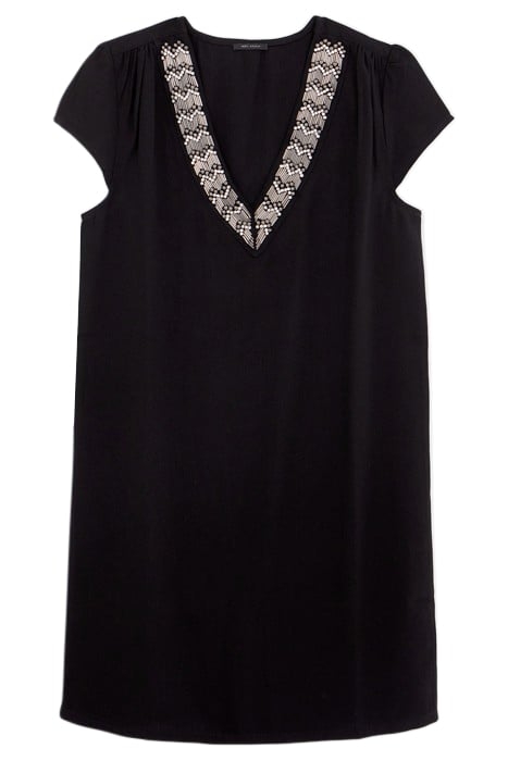 BLACK RECYCLED DRESS, PRETTY EMBROIDERED COLLAR 3