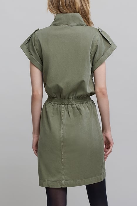 KHAKI DRESS WITH ASYMMETRICAL COLLAR 2