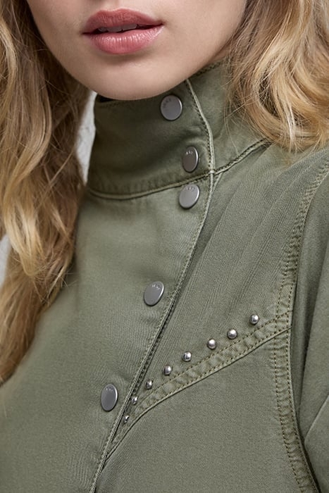 KHAKI DRESS WITH ASYMMETRICAL COLLAR 6