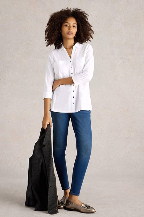 MISSY LONGLINE MIX SHIRT NATURAL WHITE 3