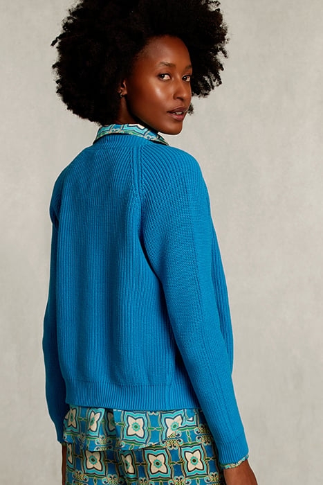 PETROL BASIC V-NECK CARDIGAN BLUE 2