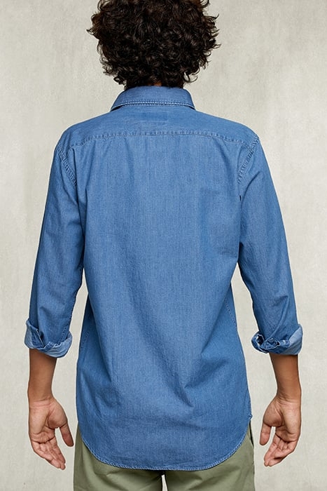 CUSTOM FIT SORRENTO JEANS SHIRT IN BLUE DENIM 2