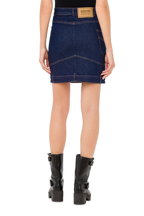 UPSIDE DOWN STRETCH BLUE DENIM MINI SKIRT BLUE 2