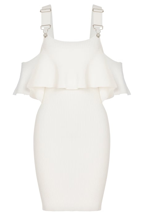 STRETCH VISCOSE DRESS WITH BRACES WHITE 3