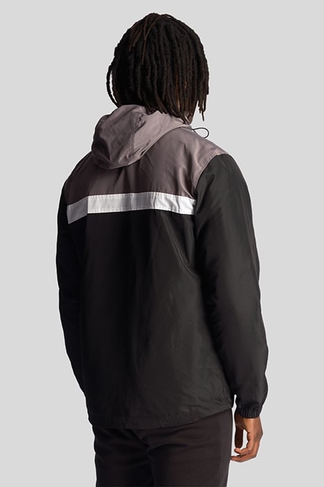 COLOUR BLOCK ZIP THROUGH HOODED JACKET JET BLACK 2