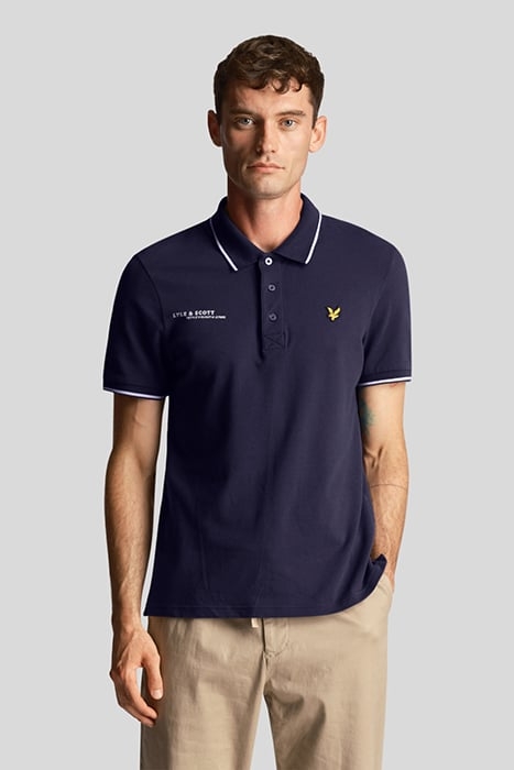 CO-ORDINATE PRINT TIPPED POLO SHIRT NAVY/ WHITE 1