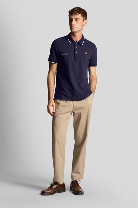 CO-ORDINATE PRINT TIPPED POLO SHIRT NAVY/ WHITE 3