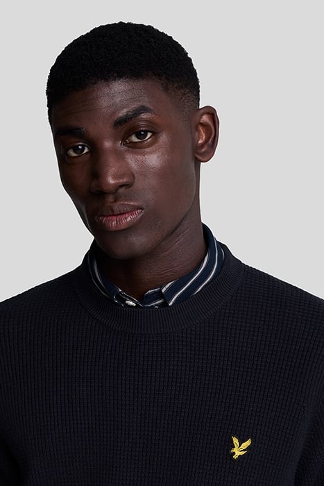 GRID KNIT CREW NECK JUMPER DARK NAVY 4