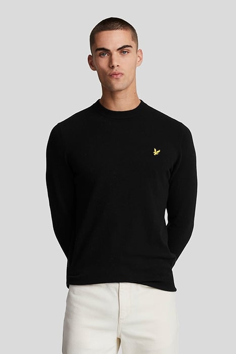 LAMBSWOOL BLEND CREW NECK JUMPER JET BLACK MARL 1