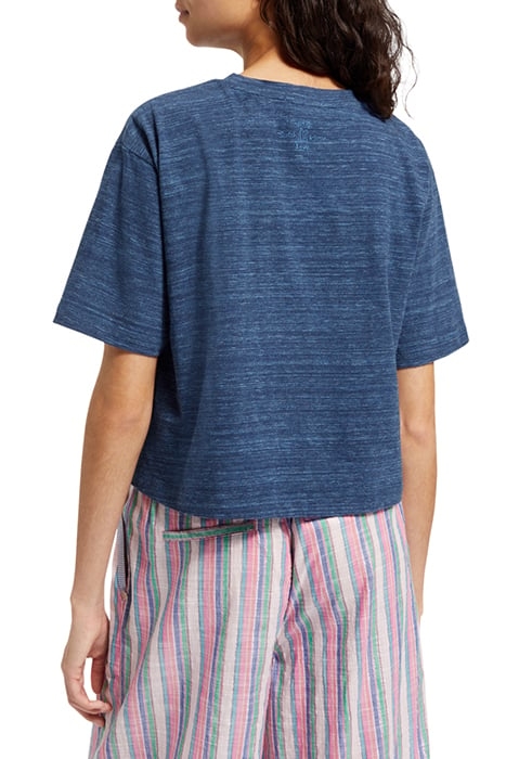 BOXY FIT TIE FRONT MARL T-SHIRT STARNIGHT BLUE 2