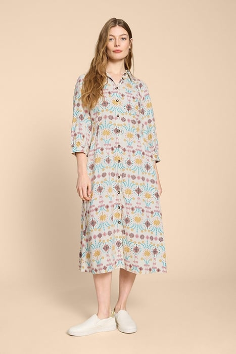 HAYDEN LINEN BLEND SHIRT DRESS NATURAL PRINT 1