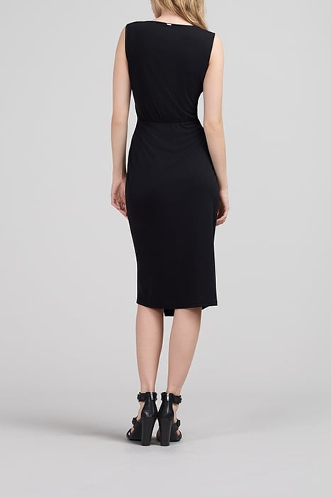 BLACK RECYCLED KNIT DRAPED WRAP DRESS 2