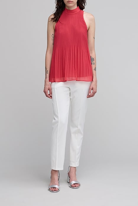 RED RECYCLED PLEATED TOP WITH AMERICAN ARMHOLES 3