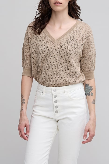 CAMEL OPENWORK T-SHIRT 1