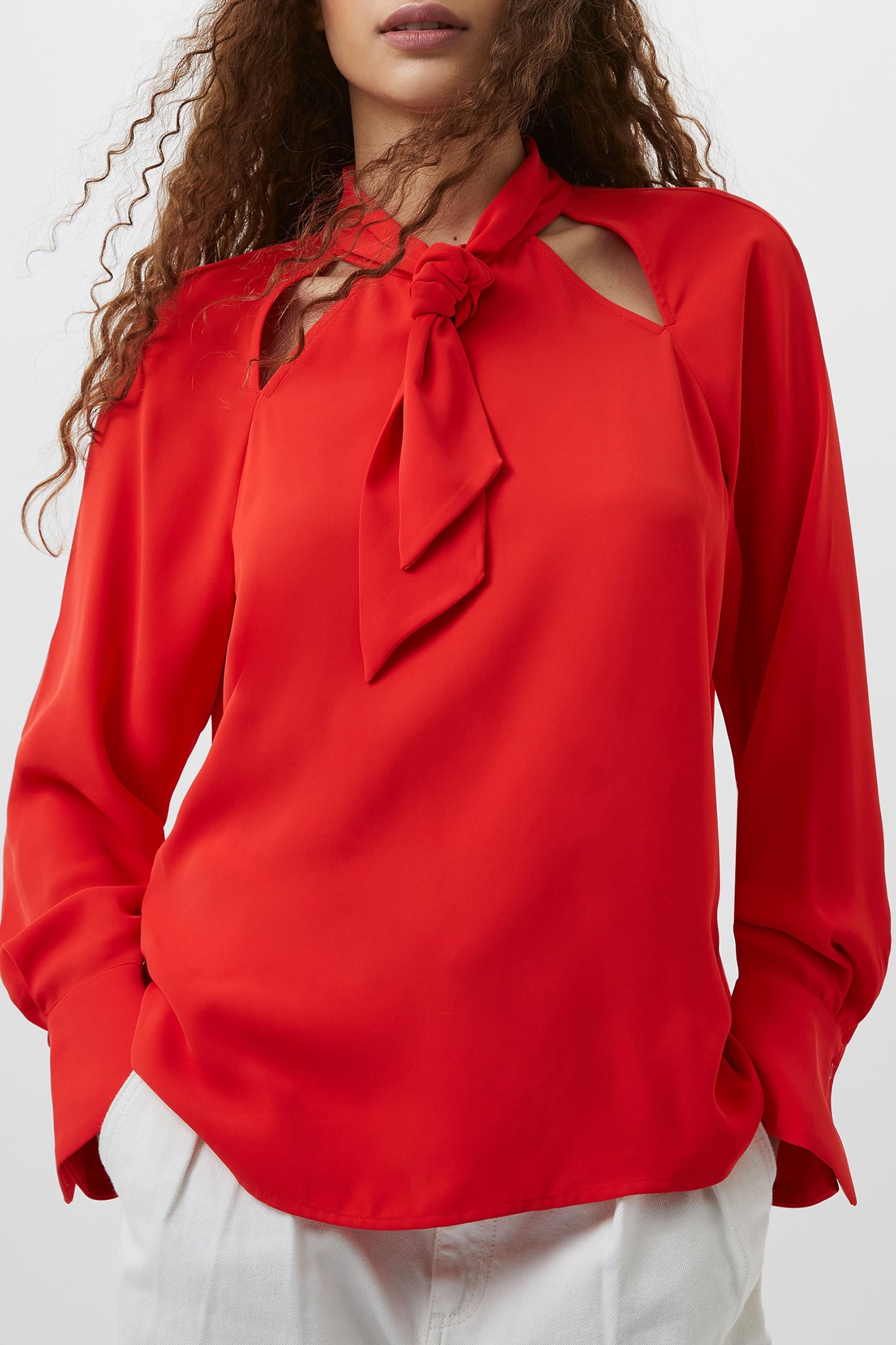 CARMEN CREPE LS BLOUSE SCARLET RED 1