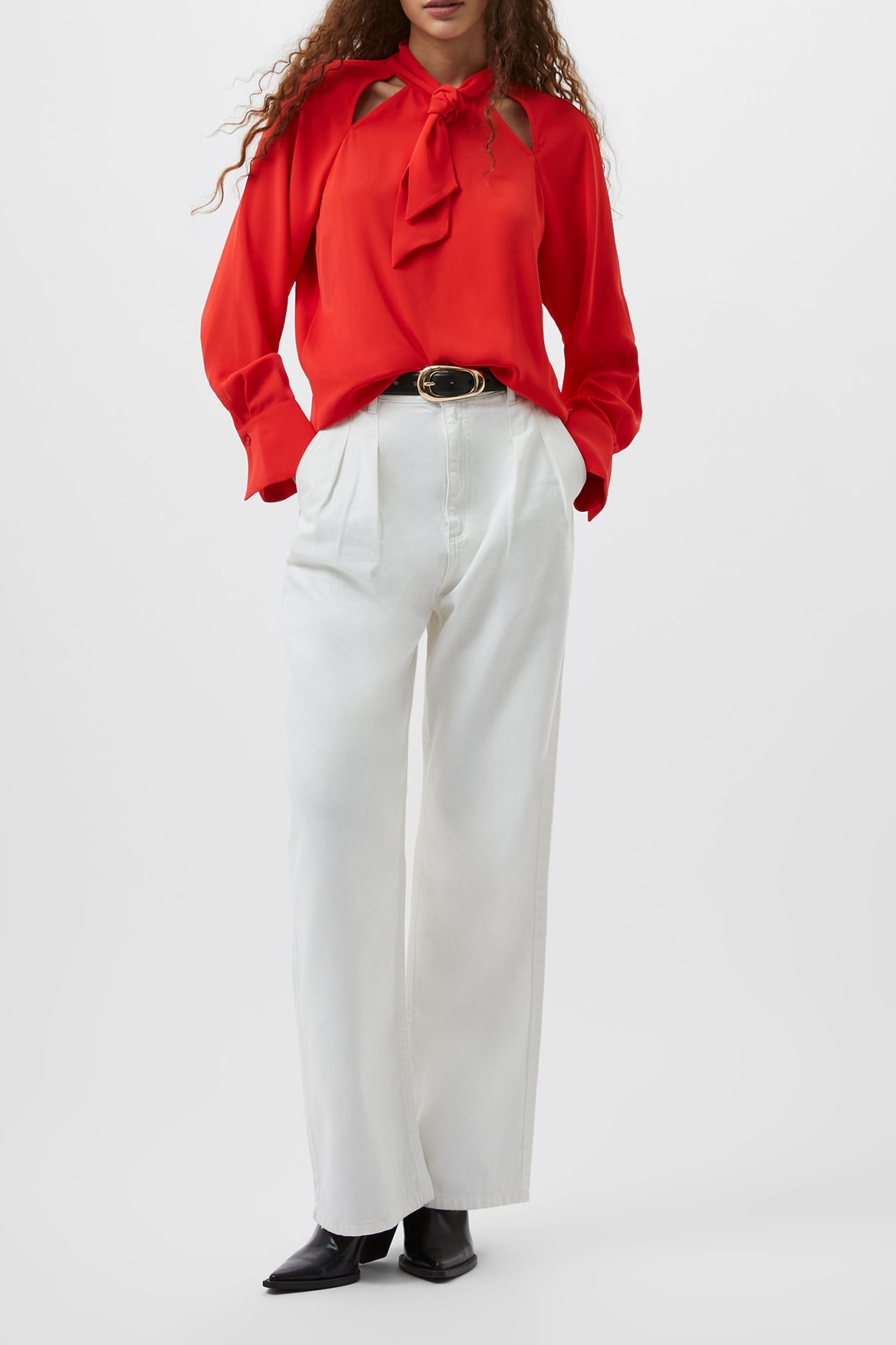 CARMEN CREPE LS BLOUSE SCARLET RED 2